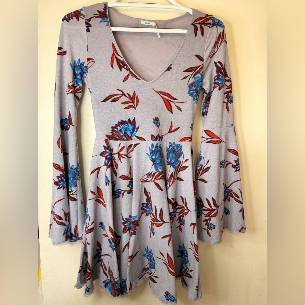 Kimchi Blue Floral Bell Sleeve Mini Dress XS Boho Cottagecore - Picture 3 of 8